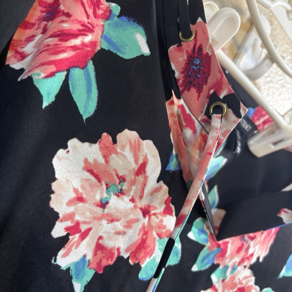 Ellen Tracy Floral Pink Rose Career Blouse Top Shirt Long Sleeve Tie Top Size L - Picture 13 of 14